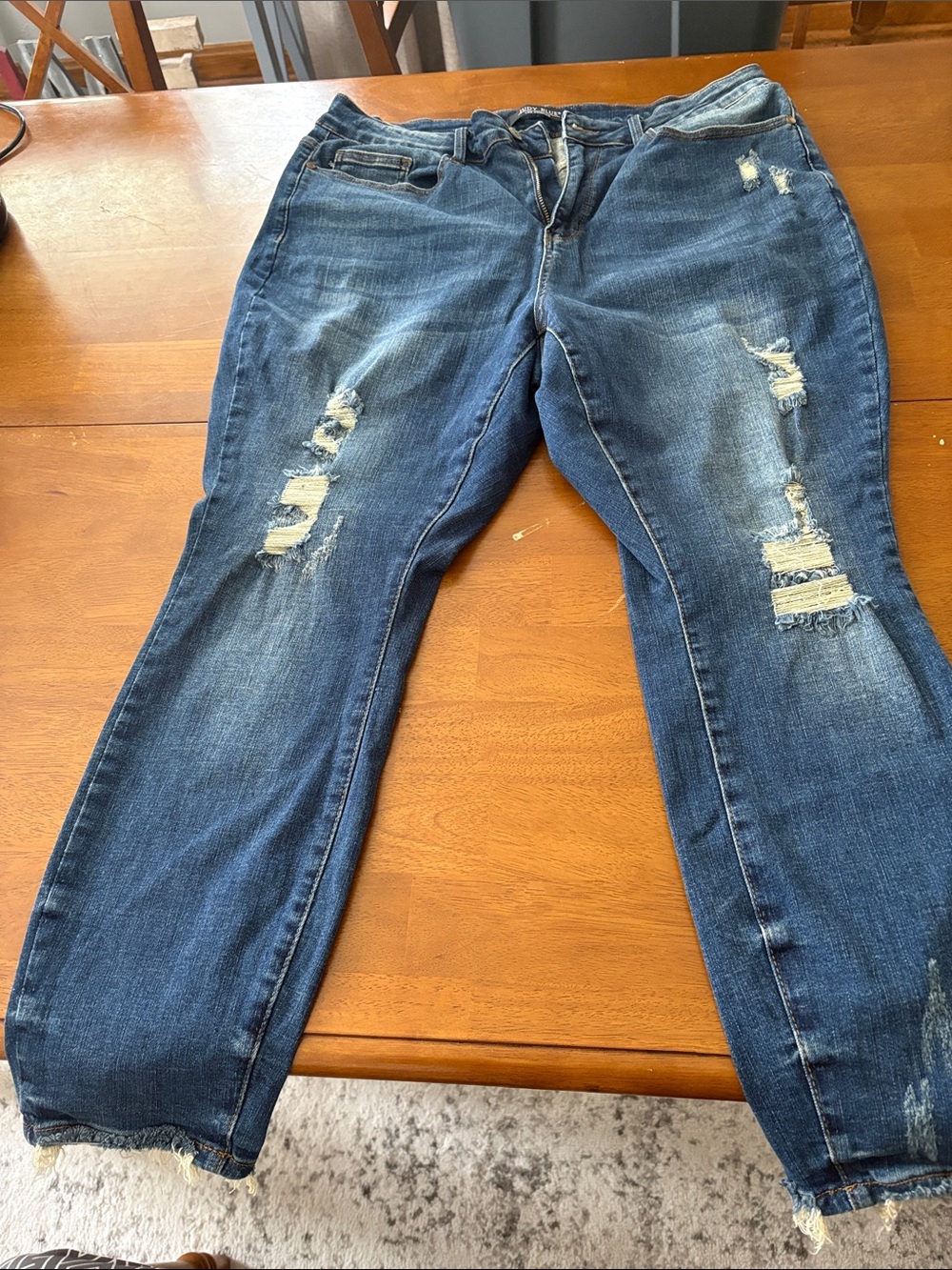 Judy Blue Distressed Medium Blue Womens Jeans